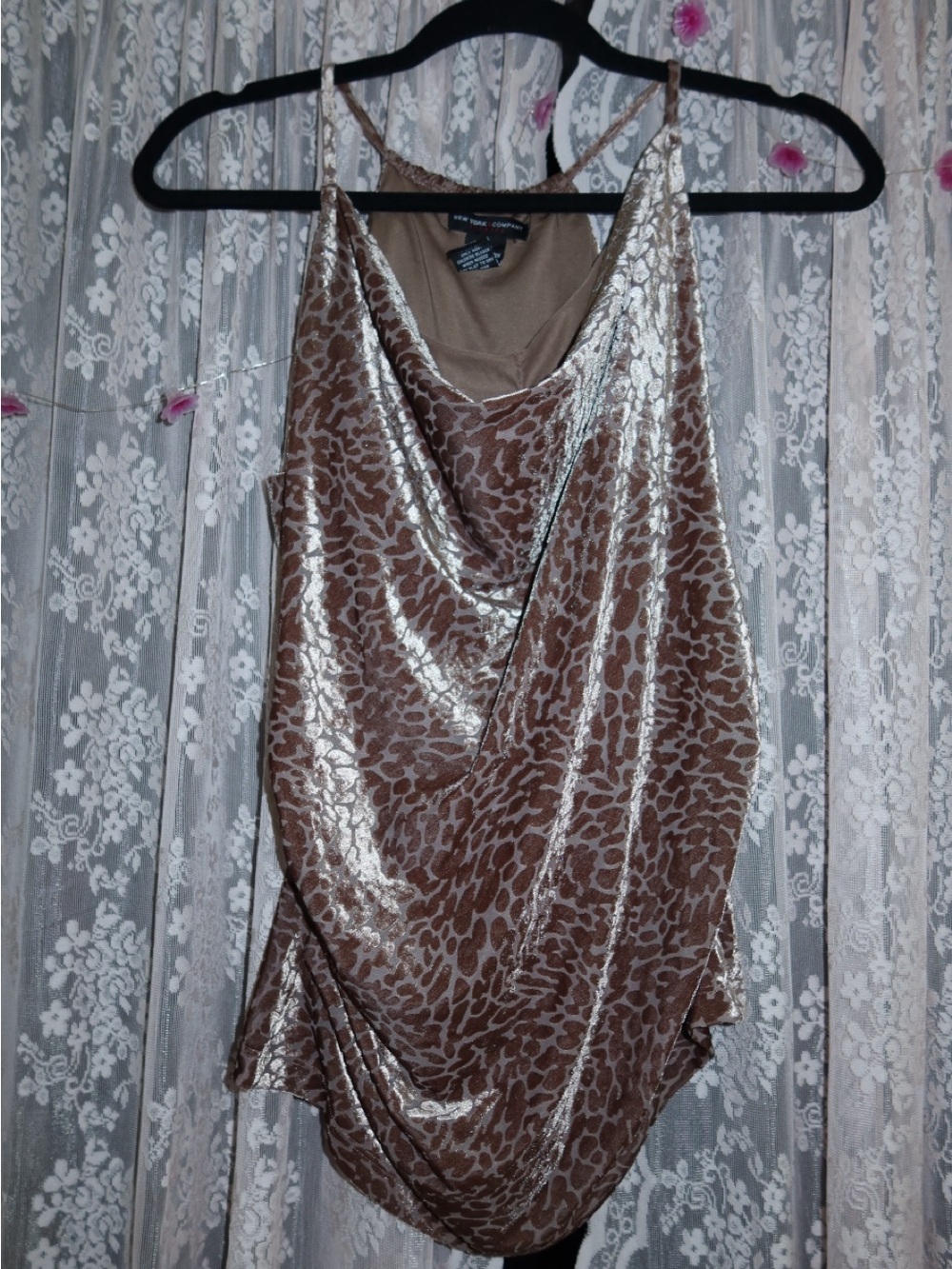 New York & Company Brown animal print Cowl Neck Camisole